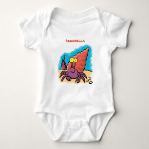 Funny cute purple cartoon hermit crab baby bodysuit