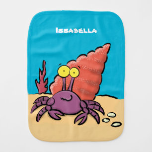 Funny cute purple cartoon hermit crab baby burp cloth