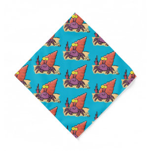 Funny cute purple cartoon hermit crab  bandana