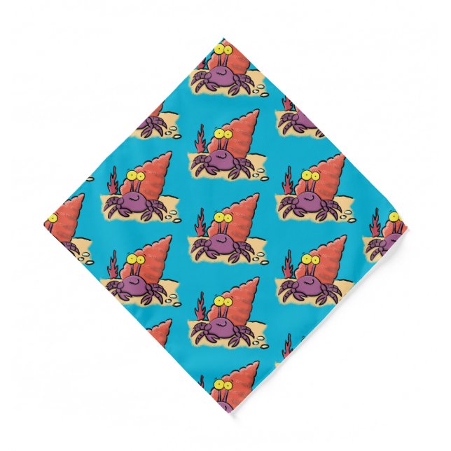 Funny cute purple cartoon hermit crab  bandana (Front)