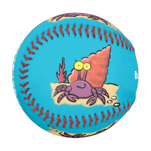 Funny cute purple cartoon hermit crab baseball