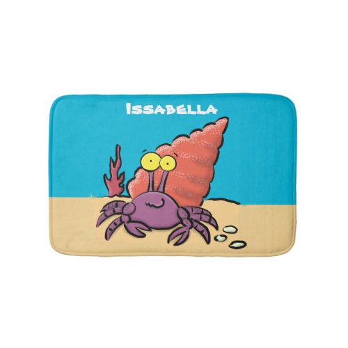 Funny cute purple cartoon hermit crab bath mat