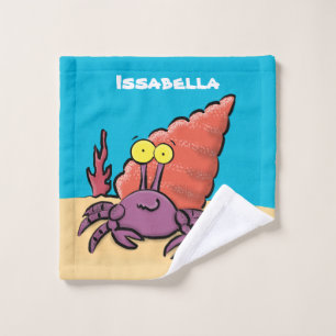 Funny cute purple cartoon hermit crab bath towel set