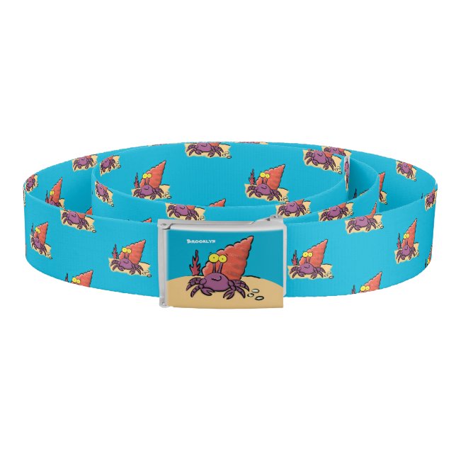 Funny cute purple cartoon hermit crab belt (Coil)