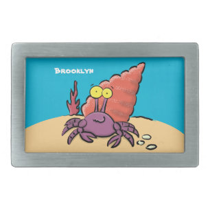 Funny cute purple cartoon hermit crab belt buckle