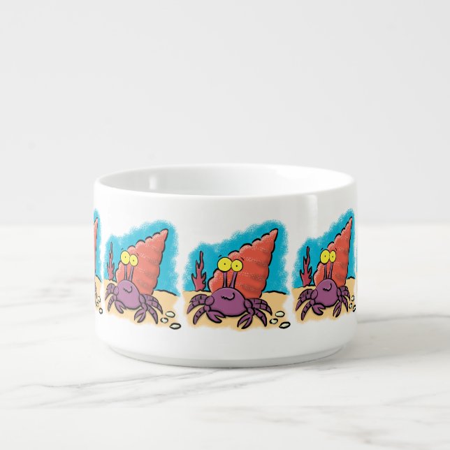 Funny cute purple cartoon hermit crab bowl (Center)