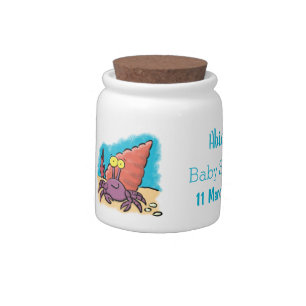 Funny cute purple cartoon hermit crab candy jar