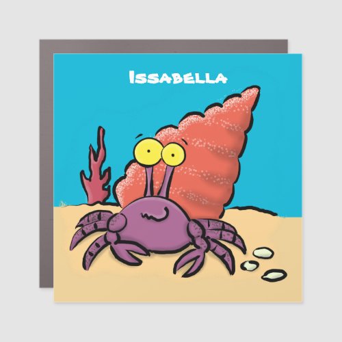 Funny cute purple cartoon hermit crab car magnet