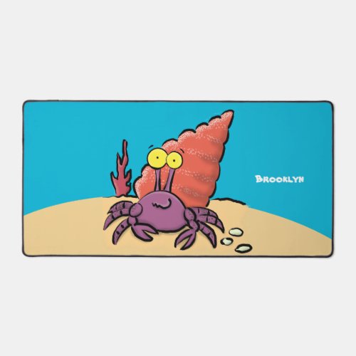Funny cute purple cartoon hermit crab desk mat