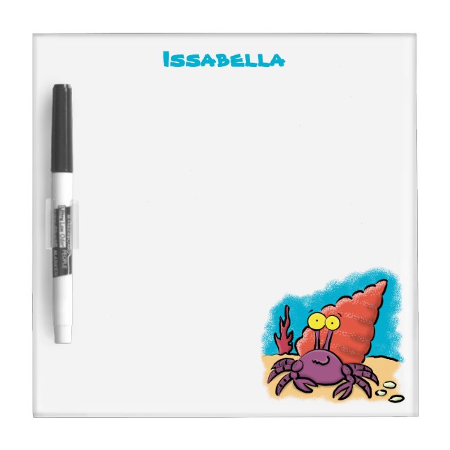 Funny cute purple cartoon hermit crab dry erase board (Front)