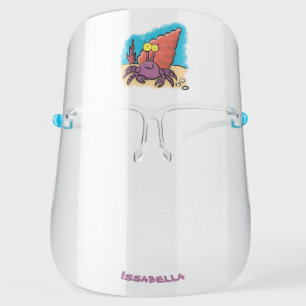 Funny cute purple cartoon hermit crab face shield