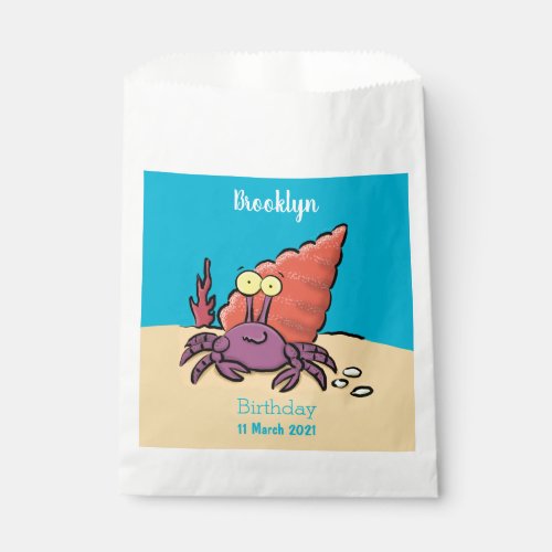 Funny cute purple cartoon hermit crab favor bag