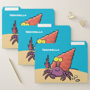 Funny cute purple cartoon hermit crab file folder