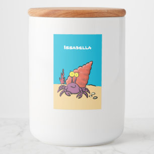 Funny cute purple cartoon hermit crab food label