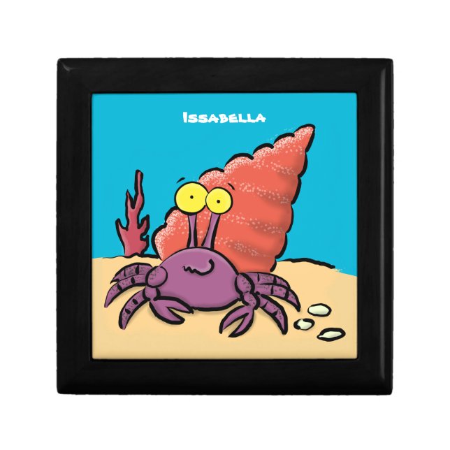 Funny cute purple cartoon hermit crab gift box (Front)