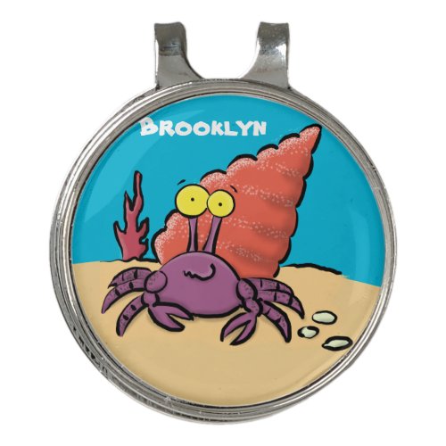 Funny cute purple cartoon hermit crab golf hat clip