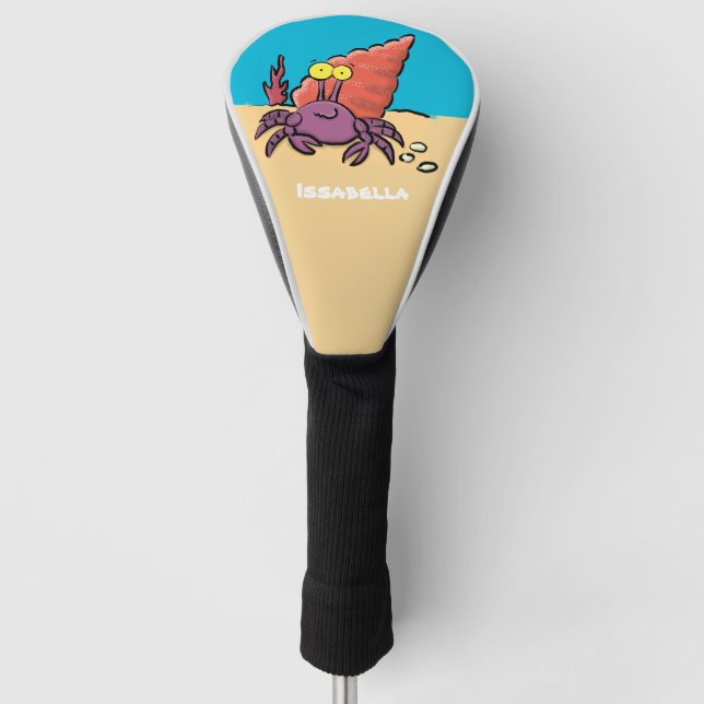 Funny cute purple cartoon hermit crab golf head cover (Front)