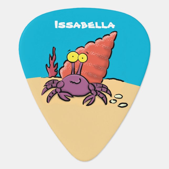 Funny cute purple cartoon hermit crab  guitar pick (Front)