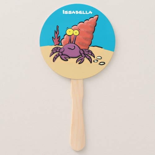 Funny cute purple cartoon hermit crab hand fan