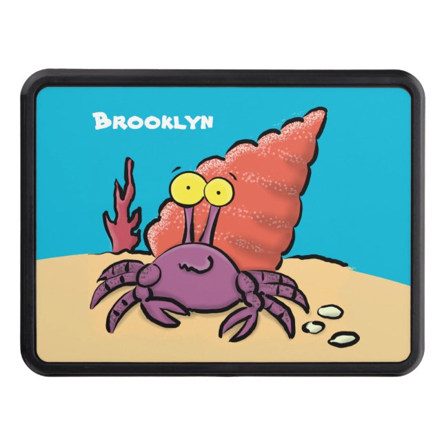 Funny cute purple cartoon hermit crab hitch cover (Front)