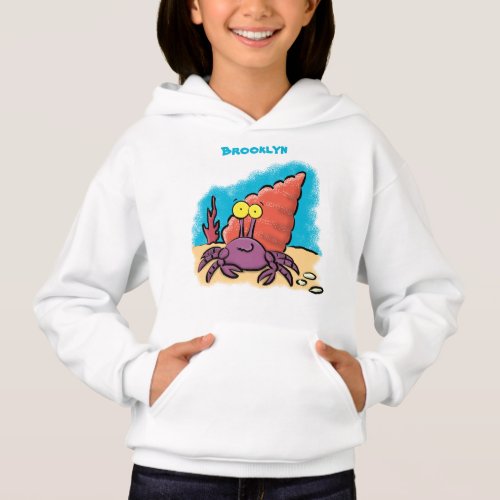 Funny cute purple cartoon hermit crab hoodie