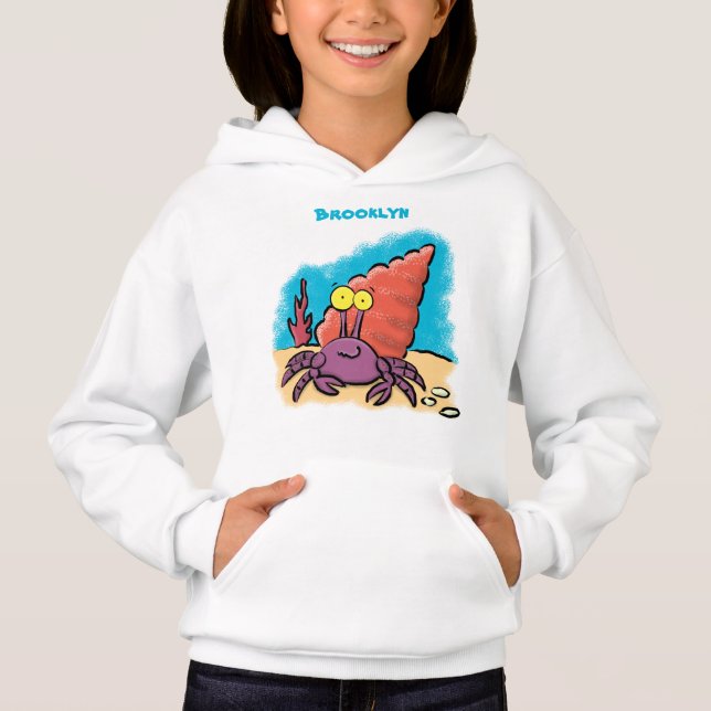 Funny cute purple cartoon hermit crab hoodie (Front)