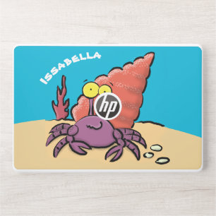 Funny cute purple cartoon hermit crab HP laptop skin