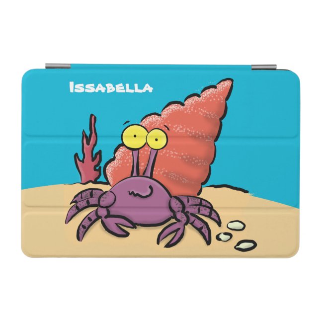 Funny cute purple cartoon hermit crab iPad mini cover (Horizontal)