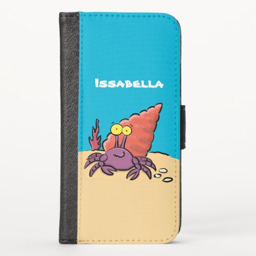 Funny cute purple cartoon hermit crab iPhone x wallet case