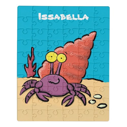 Funny cute purple cartoon hermit crab jigsaw puzzle