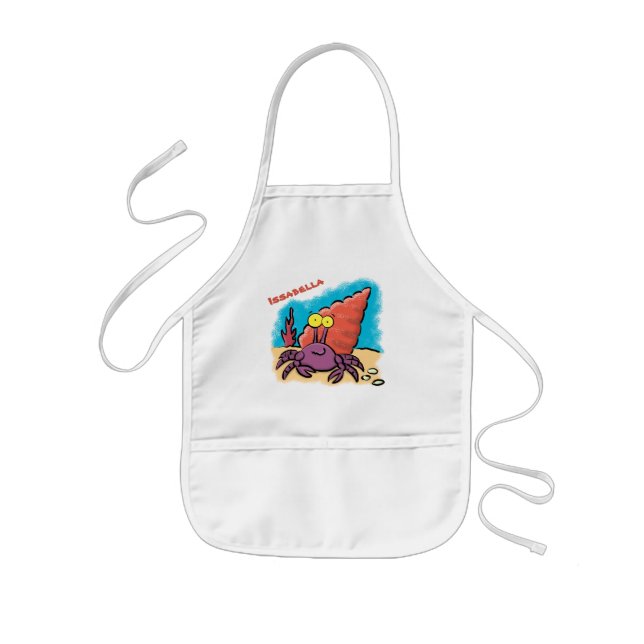 Funny cute purple cartoon hermit crab kids' apron (Front)