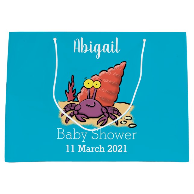 Funny cute purple cartoon hermit crab large gift bag (Front)