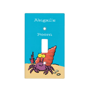 Funny cute purple cartoon hermit crab  light switch cover