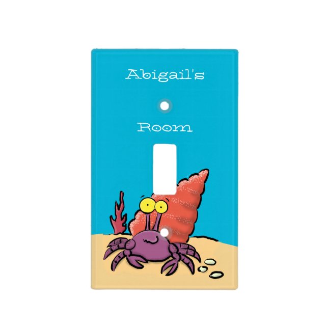Funny cute purple cartoon hermit crab  light switch cover (Front)