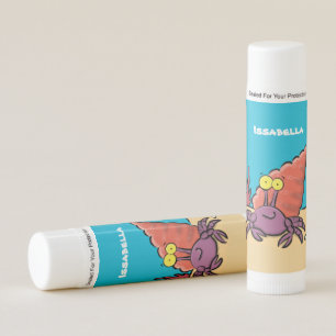 Funny cute purple cartoon hermit crab lip balm