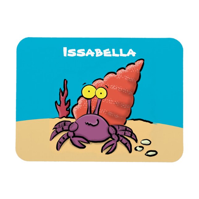 Funny cute purple cartoon hermit crab magnet (Horizontal)