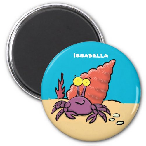 Funny cute purple cartoon hermit crab magnet