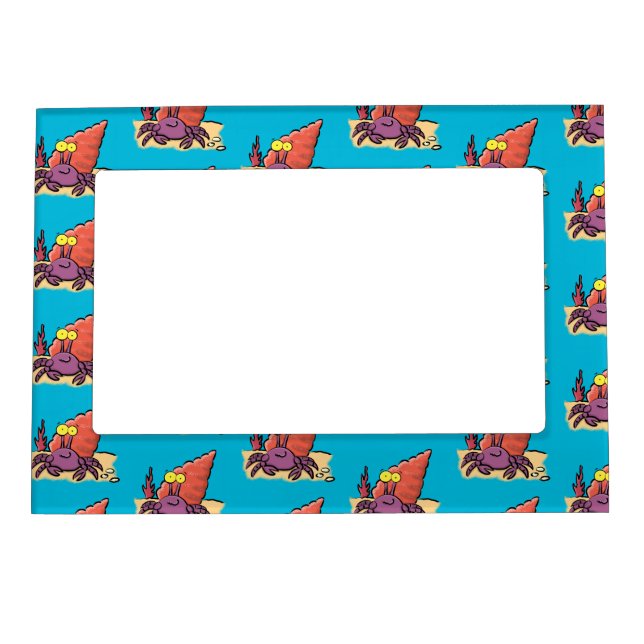 Funny cute purple cartoon hermit crab magnetic frame (Front)