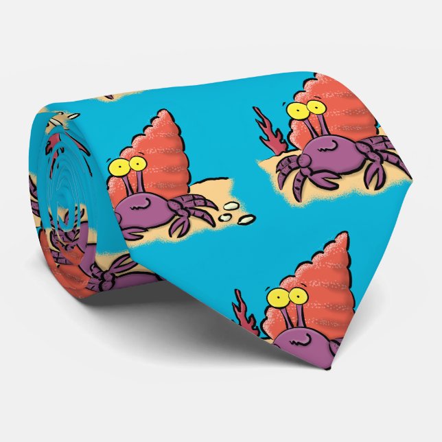 Funny cute purple cartoon hermit crab neck tie (Rolled)