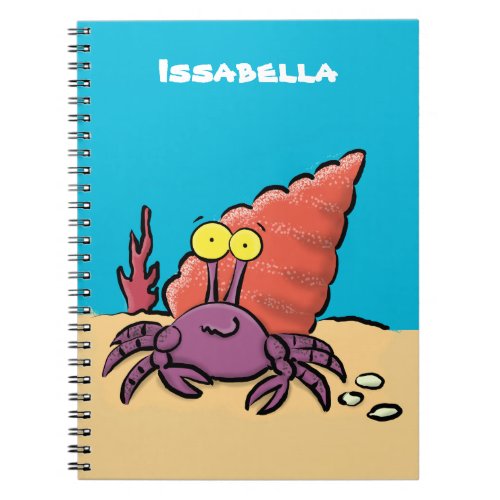 Funny cute purple cartoon hermit crab notebook