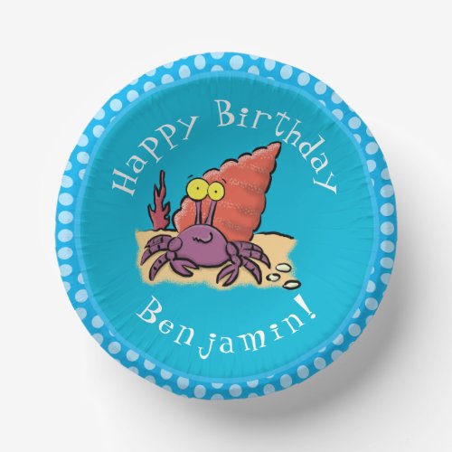 Funny cute purple cartoon hermit crab paper bowls