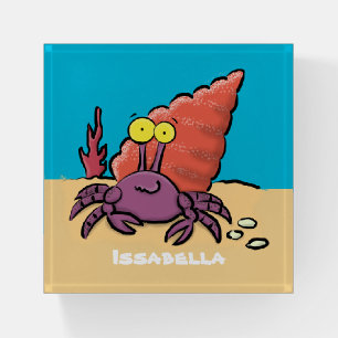 Funny cute purple cartoon hermit crab paperweight