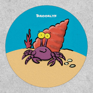 Funny cute purple cartoon hermit crab patch