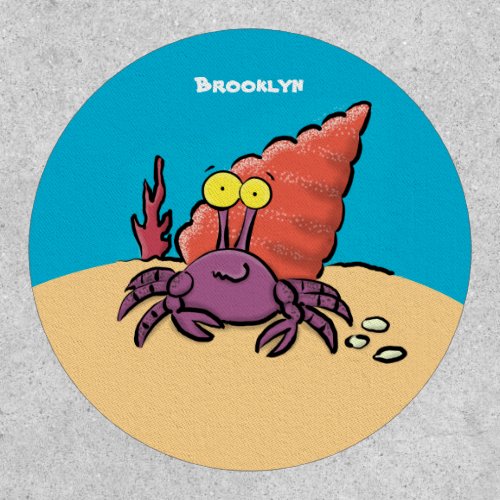 Funny cute purple cartoon hermit crab patch