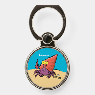 Funny cute purple cartoon hermit crab phone ring stand