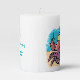 Funny cute purple cartoon hermit crab pillar candle