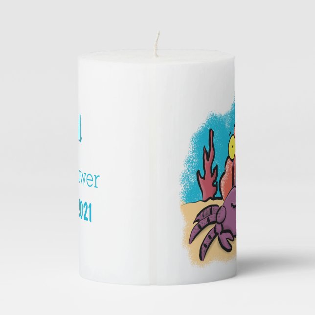 Funny cute purple cartoon hermit crab pillar candle (Back)