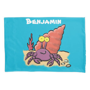 Funny cute purple cartoon hermit crab pillow case