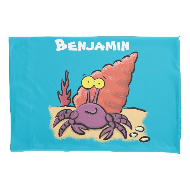 Funny cute purple cartoon hermit crab pillow case (Front)