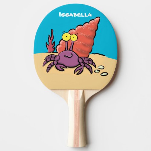 Funny cute purple cartoon hermit crab ping pong paddle
